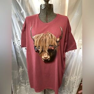 Heather Red Patriotic Highland Bull